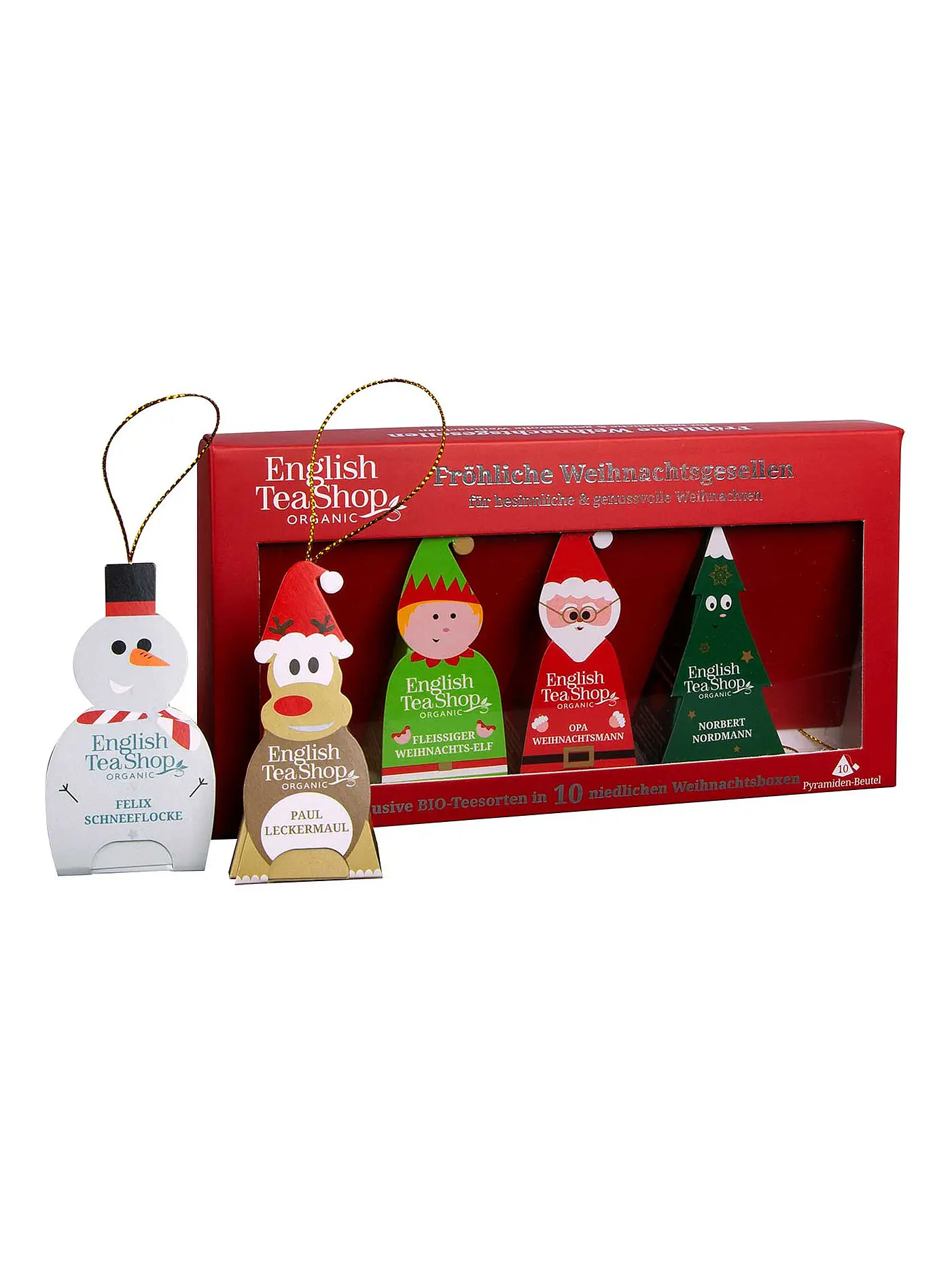 ENGLISH TEA SHOP | Fröhliche Weihnachtsgesellen Tee Geschenkset 10 Pyramidenbeutel | 